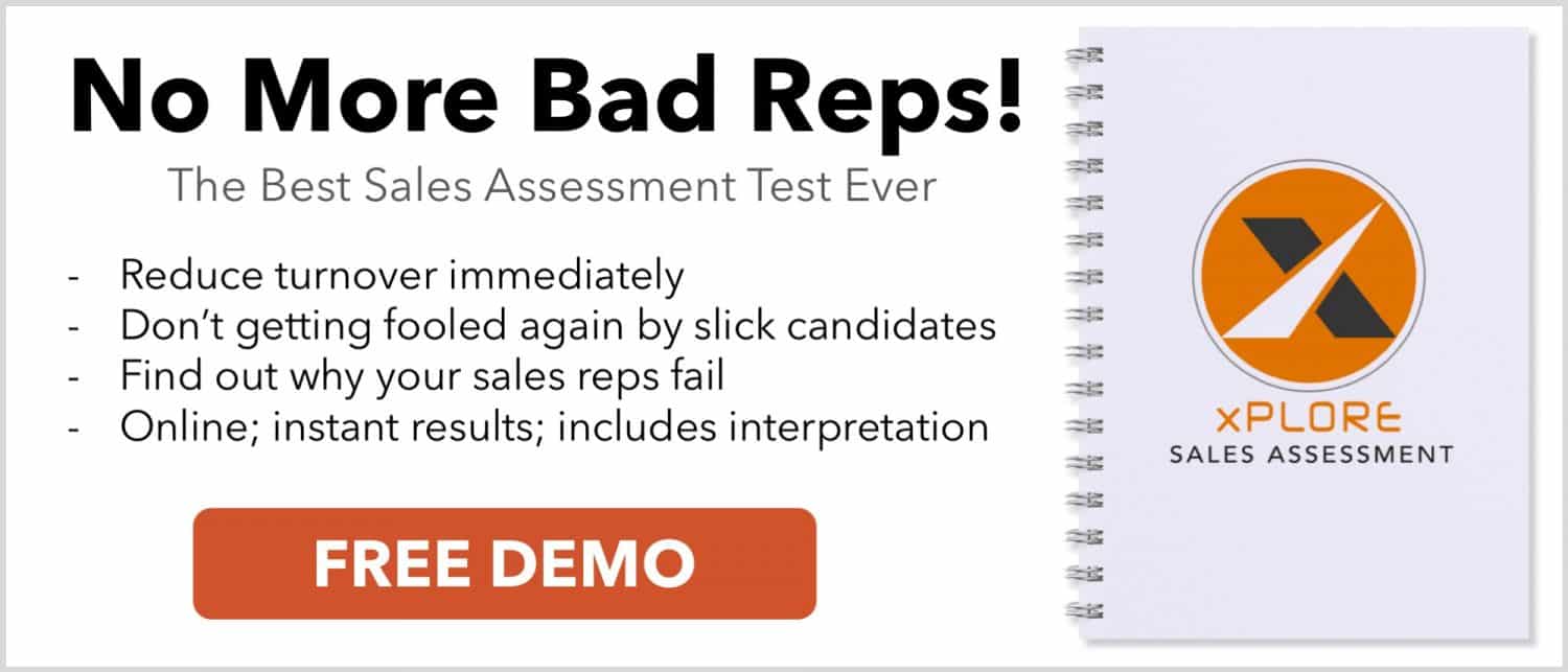 Talk with Barrett about sales assessments